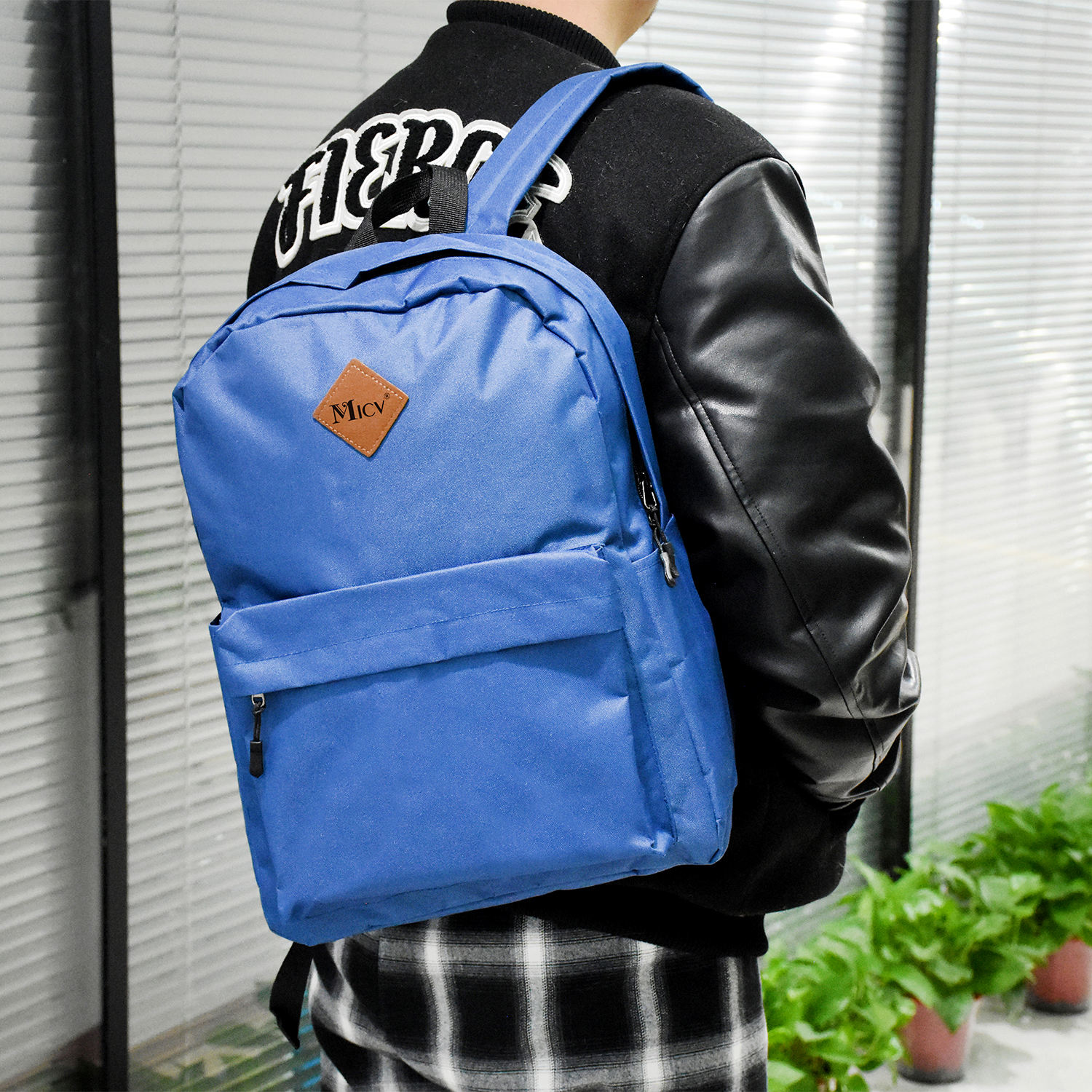 Bule Waterproof Casual School Backpack 1