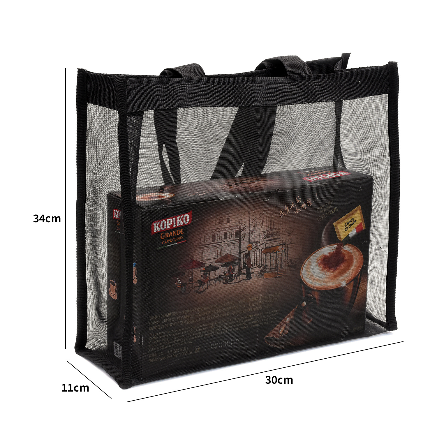 Customized Black Waterproof Mesh Beach Tote Bag04