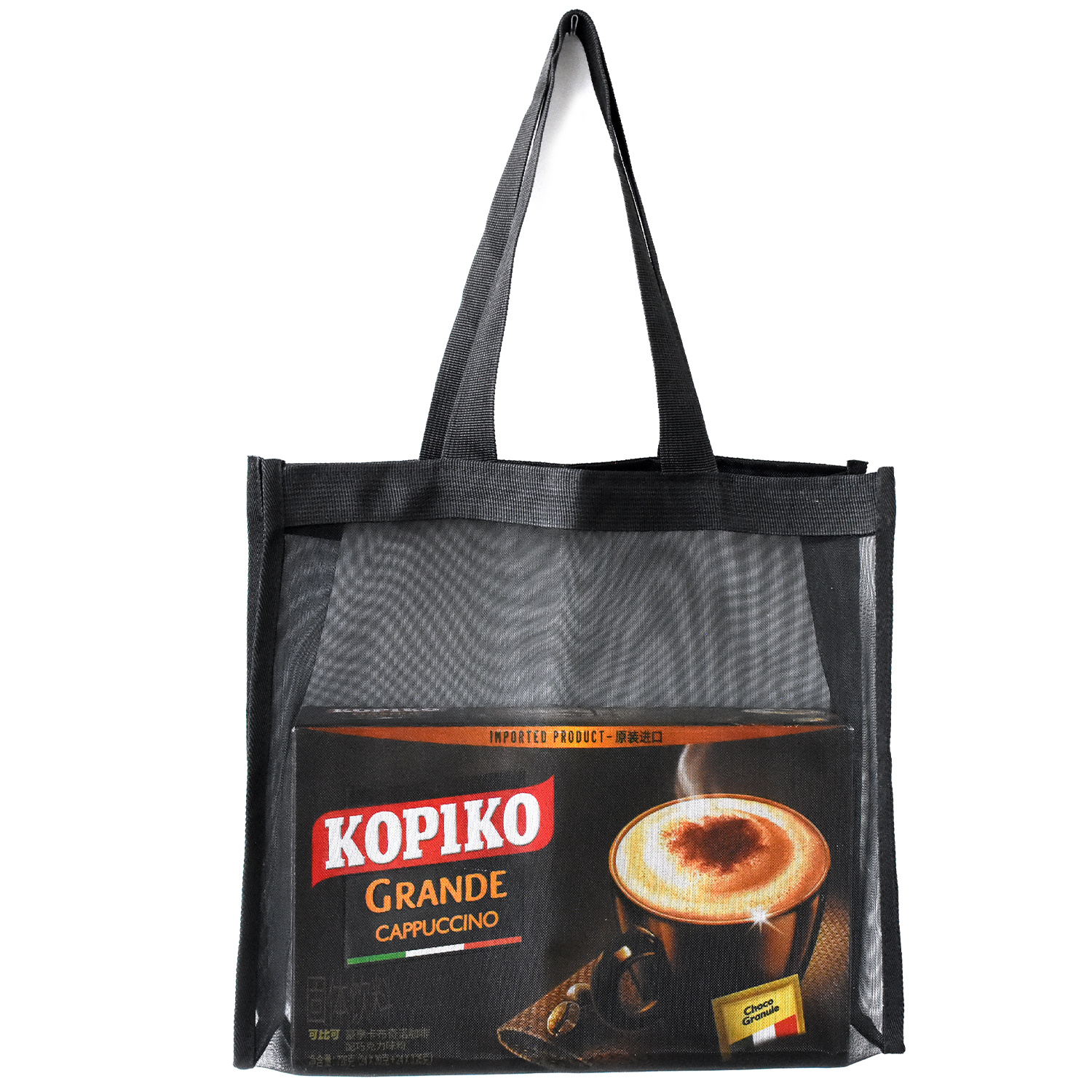 Customized Black Waterproof Mesh Beach Tote Bag07