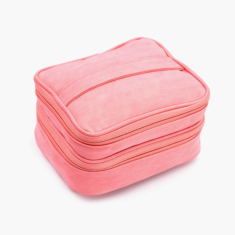 Customized-Pink-Travel-Double-Layer-Makeup-Bag-5